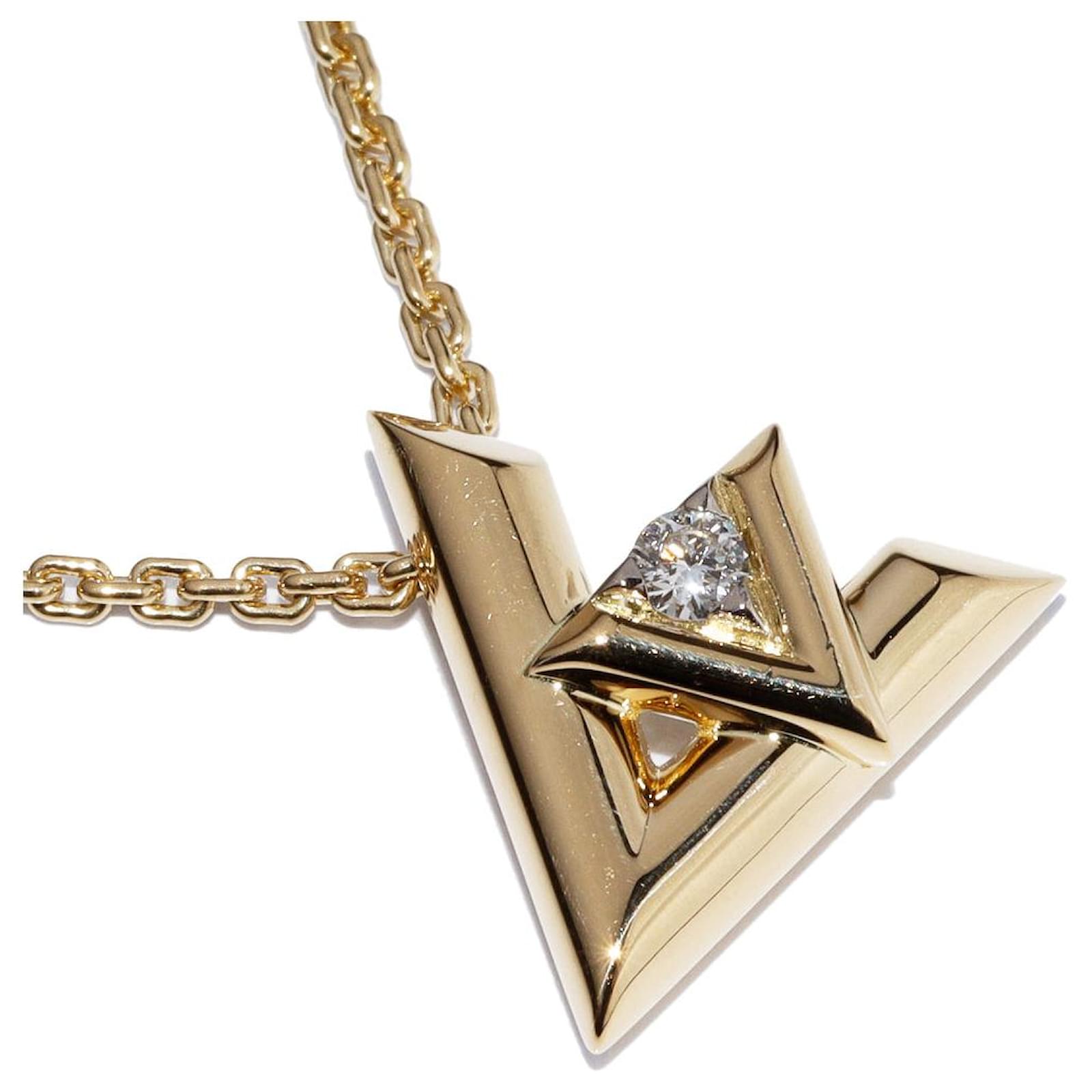 Louis Vuitton 18K Yellow Gold Volt One Pendant Necklace Q93808 Golden Metal  ref.1477360