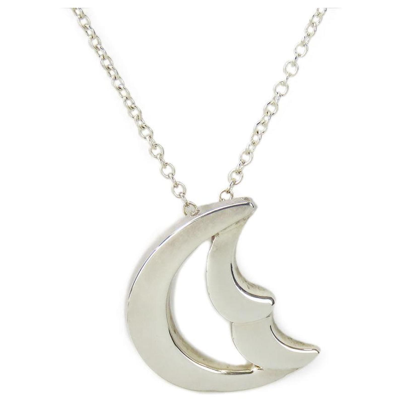 Tiffany & Co Silver Necklace Crescent Moon Paloma Picasso Silvery Metal  ref.1679395