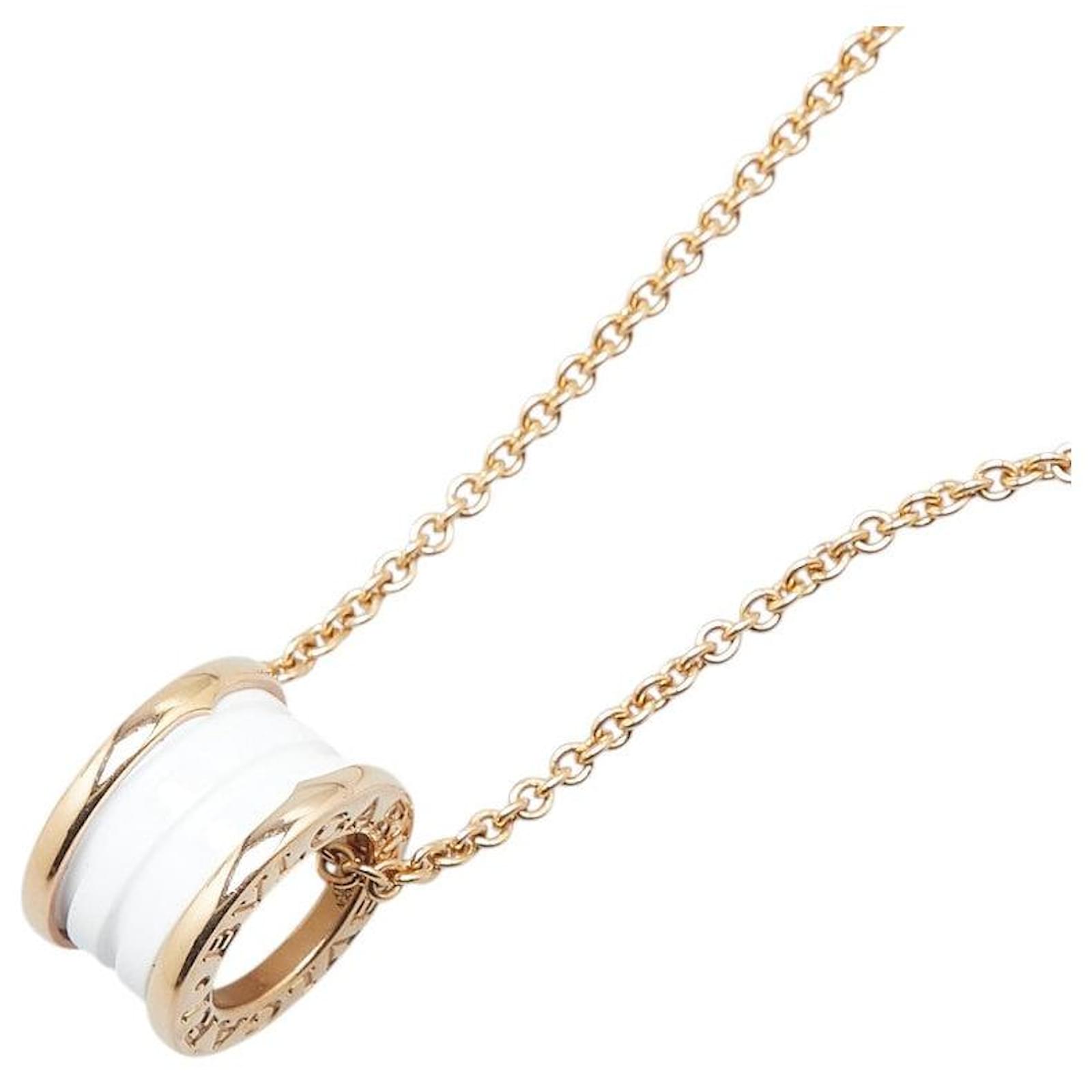 Bulgari BVLGARI K18PG Ceramic B.zero1 Pendant Necklace Golden Metallic White gold Metal  ref.2288109