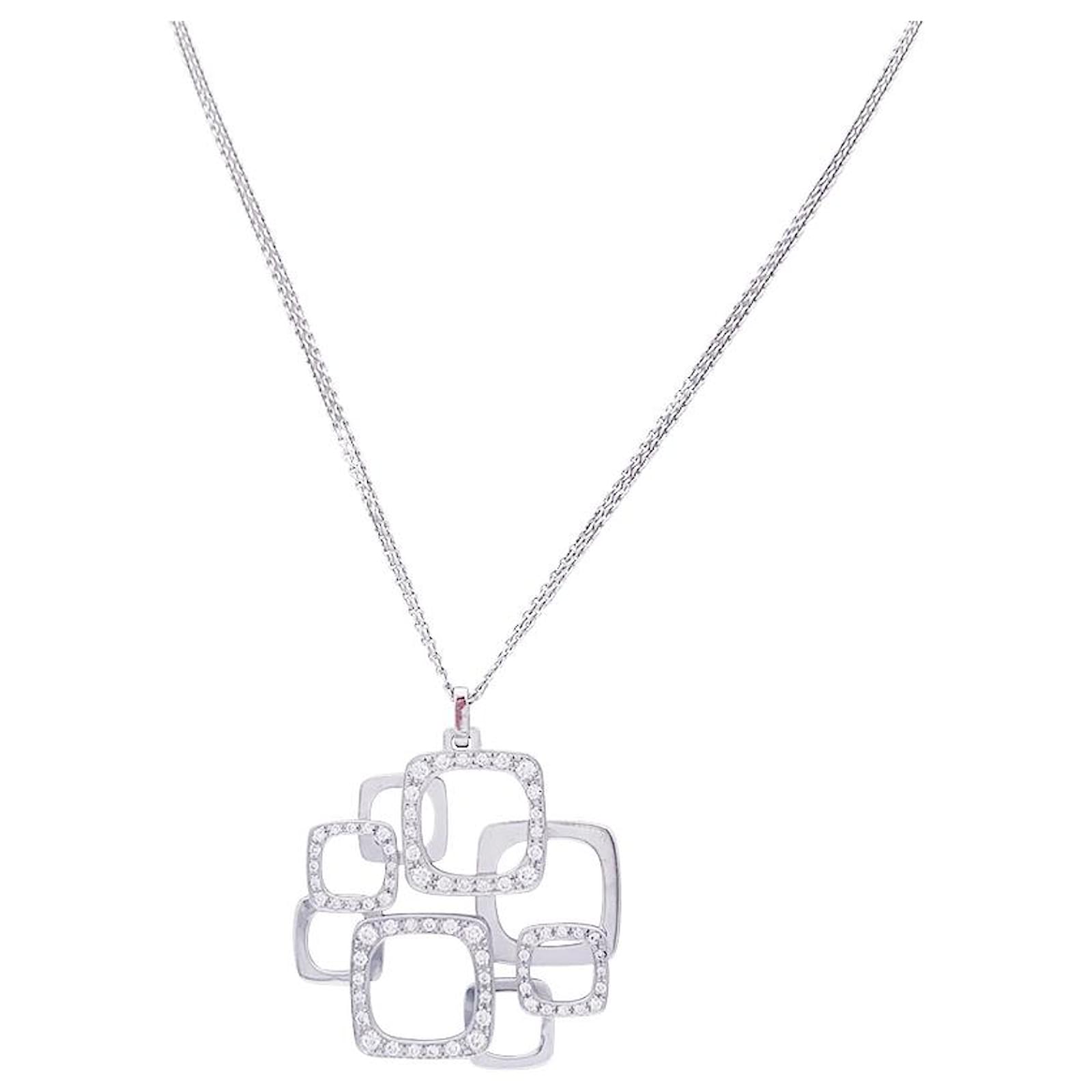Dinh Van necklace, 'Surimpression', white gold, diamonds.  ref.2288039
