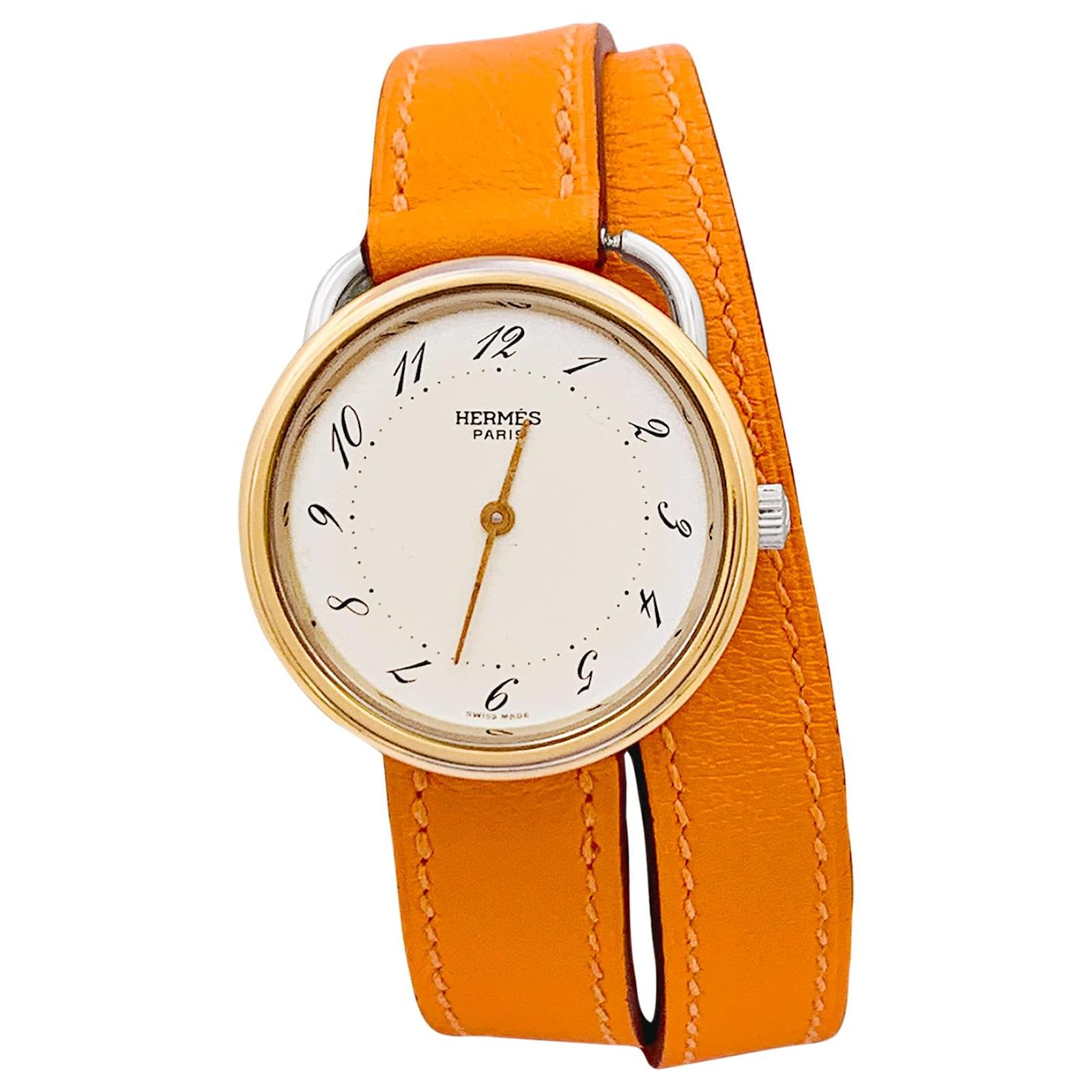 Hermès watch, 'Arceau', gold-plated, steel, leather.  ref.2287956