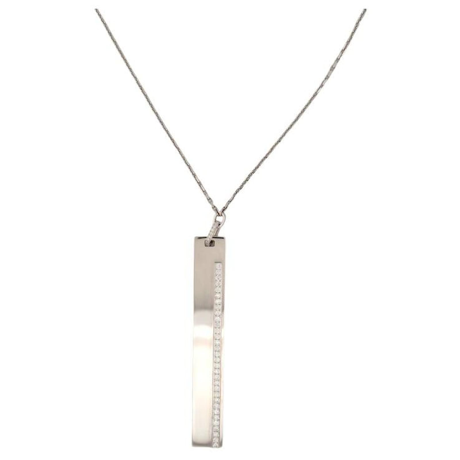 MESSIKA KATE 5781 LONG NECKLACE VERTICAL PENDANT WHITE GOLD 18K DIAMOND 0.59CT Silvery  ref.2286571