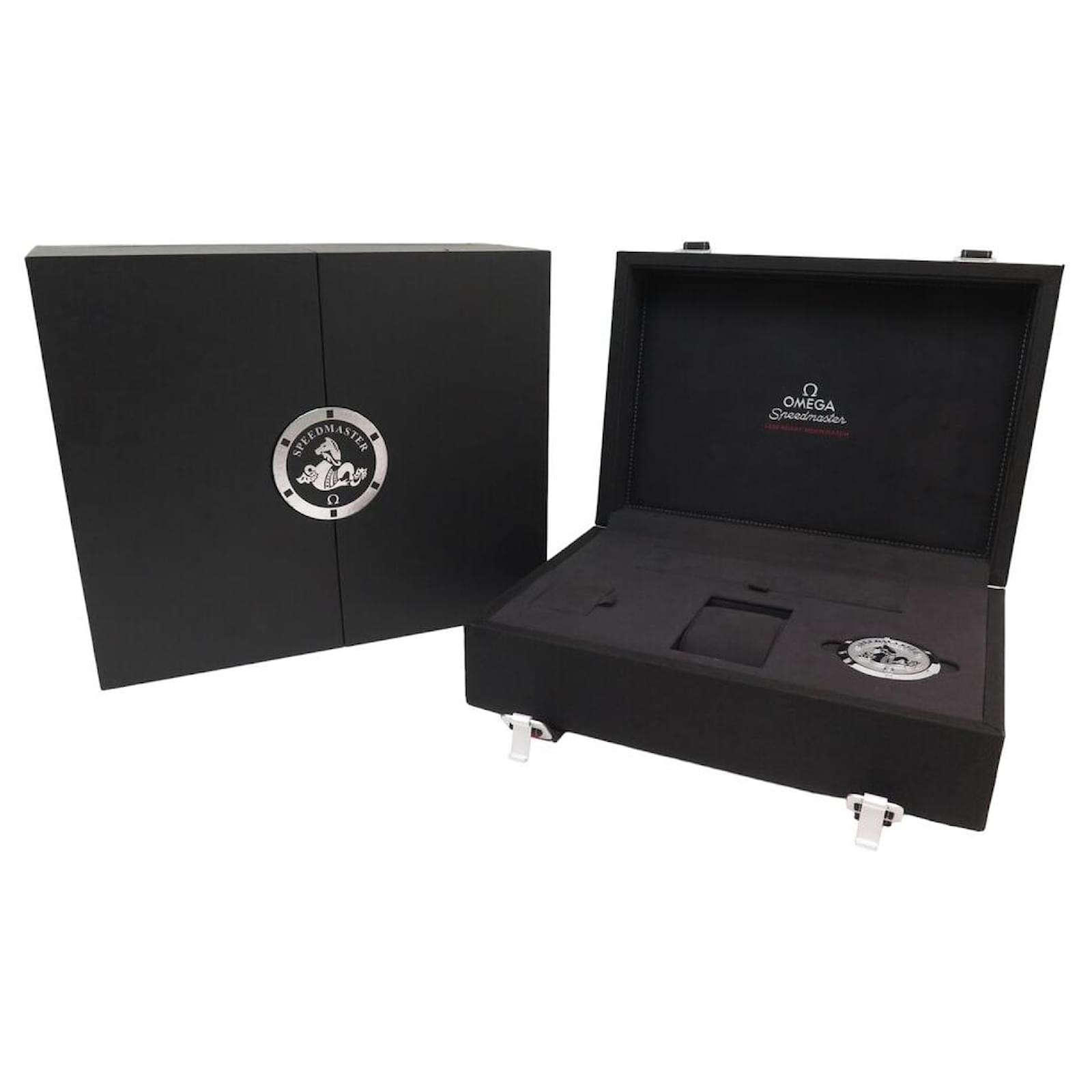 NEW OMEGA SPEEDMASTER LEGENDARY MOONWATCH WATCH BOX + CARD HOLDER Black Cloth  ref.961061