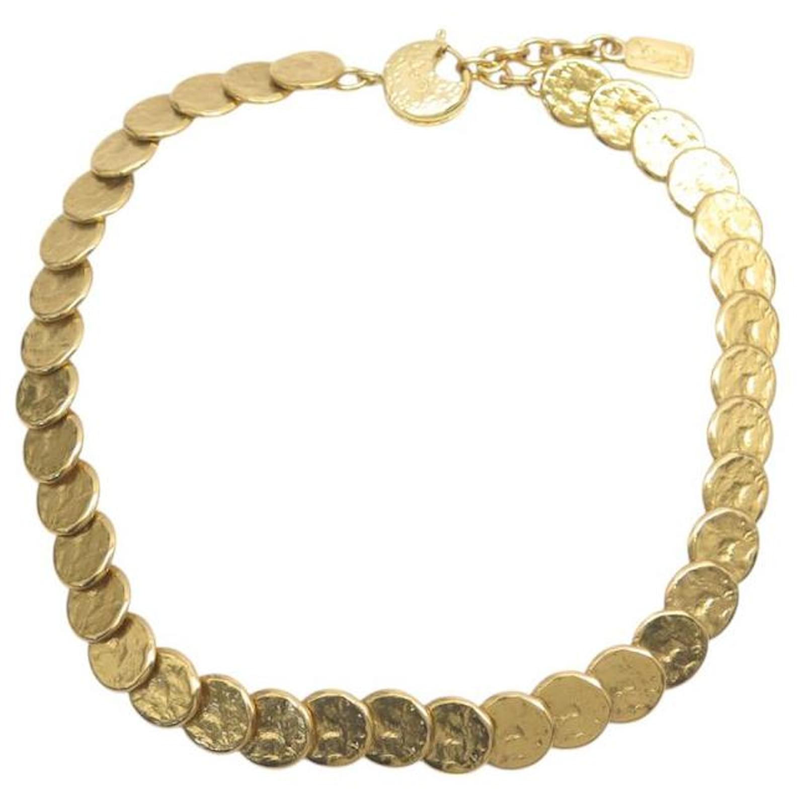 VINTAGE YVES SAINT LAURENT NECKLACE CHOKER MEDALLIONS 43-48 CM METAL Golden  ref.2236081