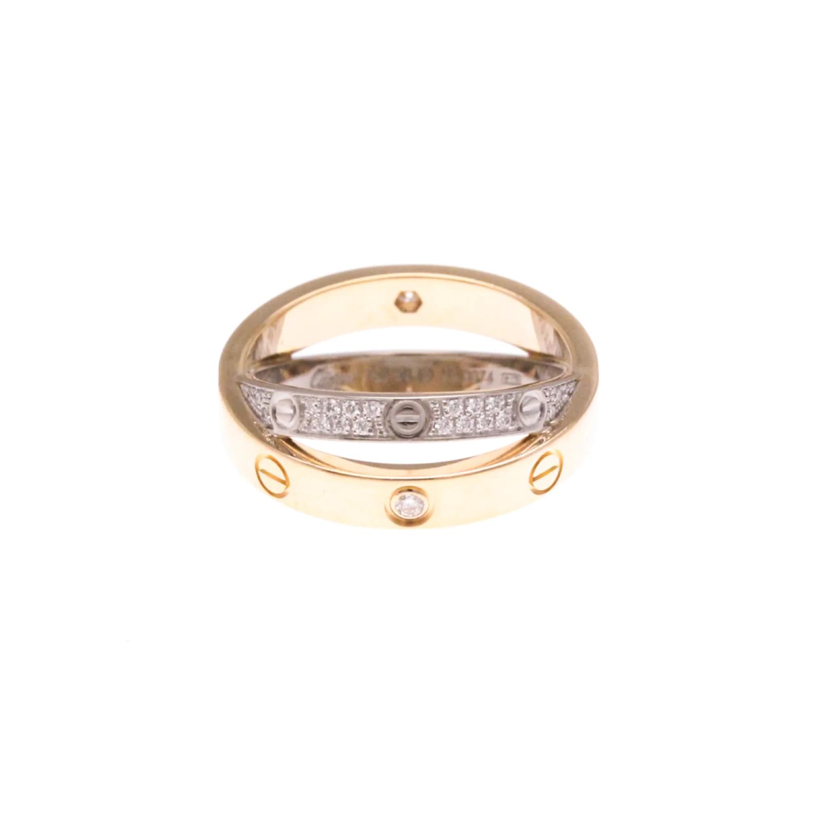 Cartier Be Love Ring Pavé Diamond Silvery Golden White gold Pink gold  ref.2285511