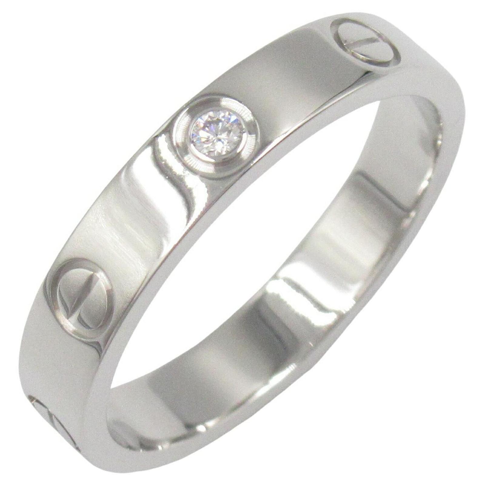Cartier Mini Love Ring Au750 Diamond Ring Size 13 Silvery Metallic Metal  ref.2285145