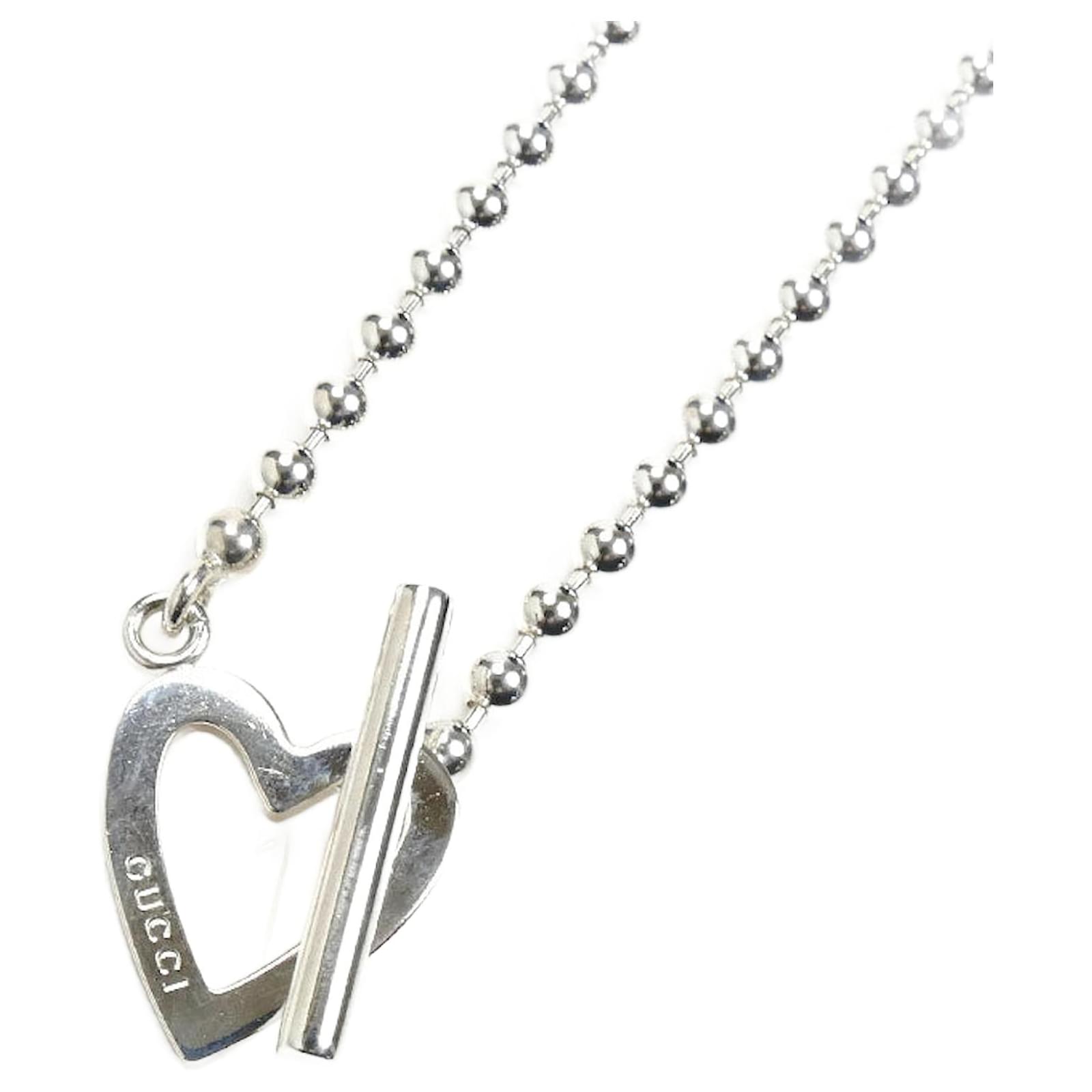Gucci Open Heart Silver 925 Necklace Silvery Metallic Metal  ref.2285137