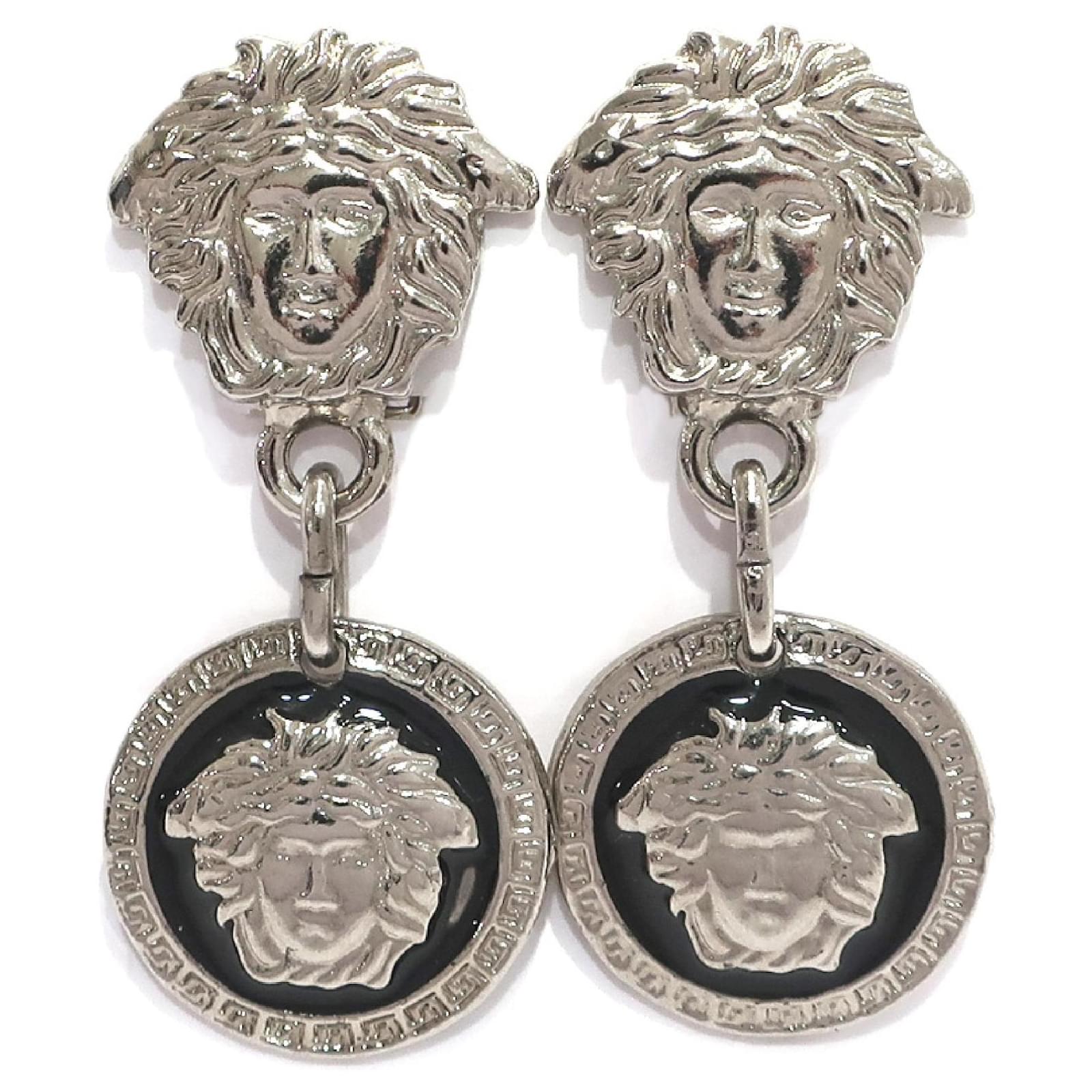 Gianni Versace Medusa Earrings Silvery Steel  ref.979345