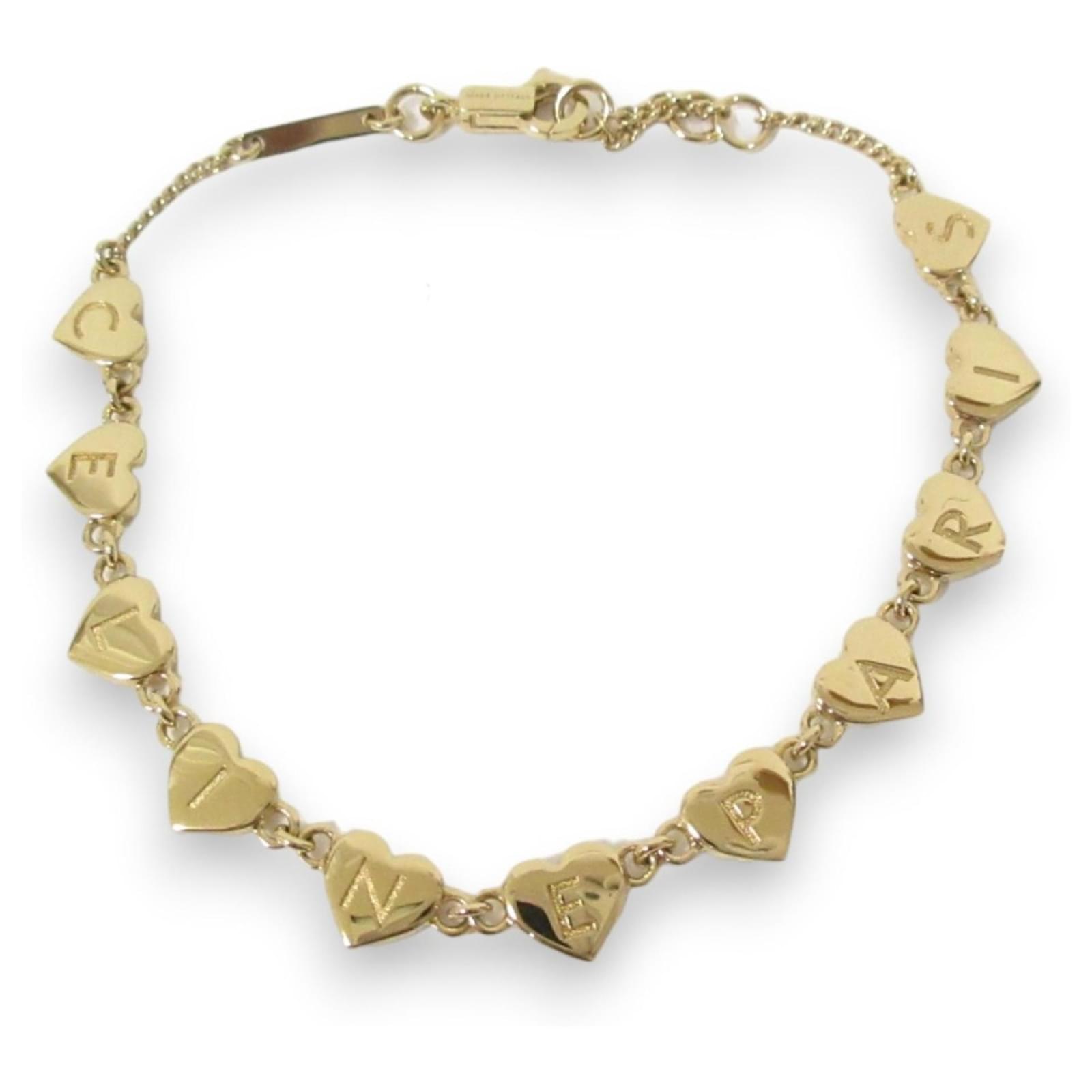 Céline Celine Heart Logo Engraved Charm Bracelet Golden  ref.1968738