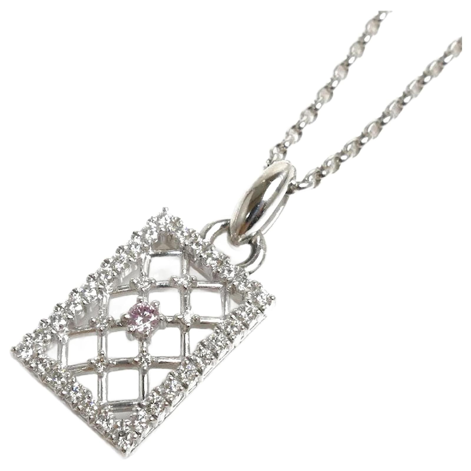Tasaki Platinum Diamond Necklace Silvery Metallic Metal  ref.2281437