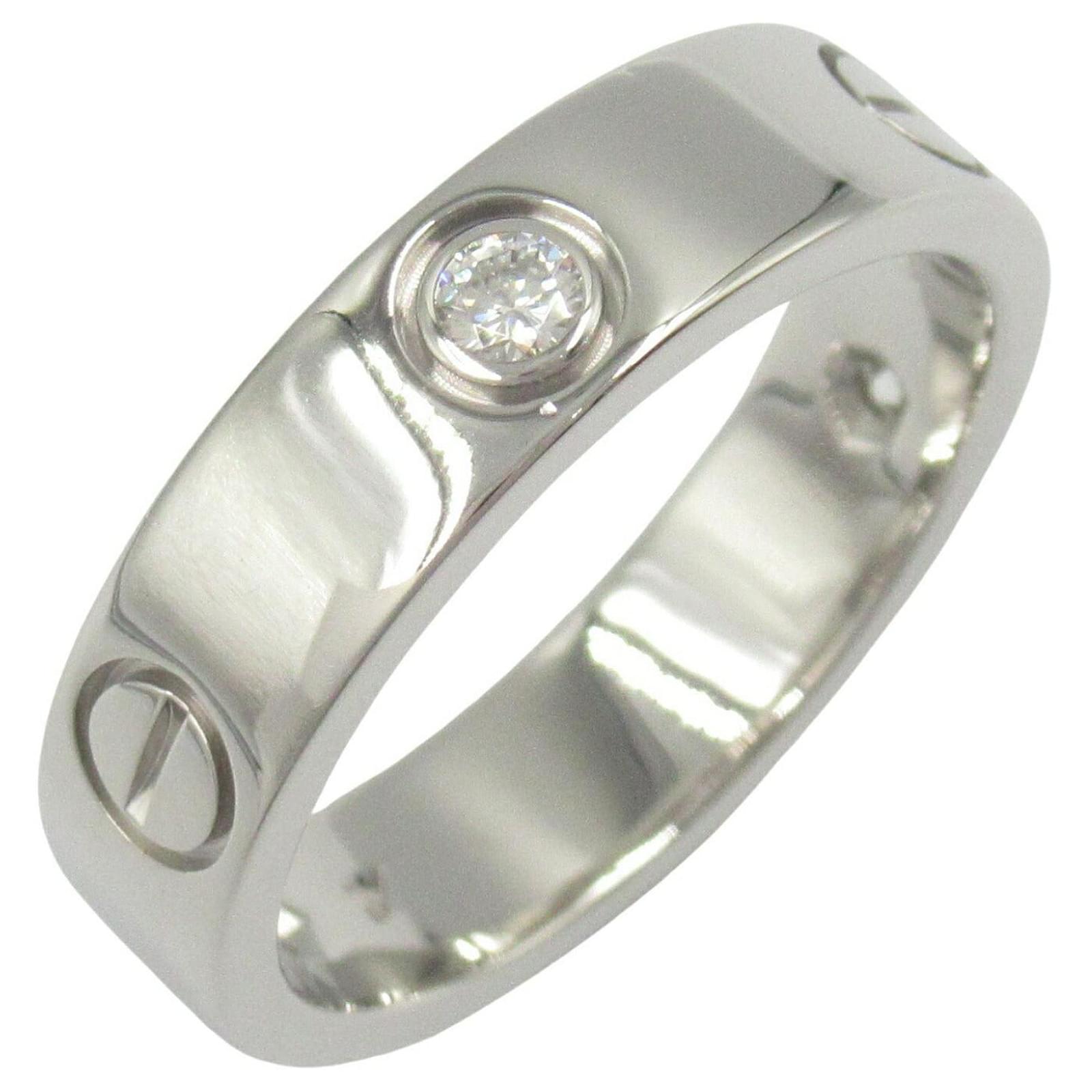 Cartier Love Ring Au750 Diamond Ring Size 18 Golden Metallic Leather  ref.2281410