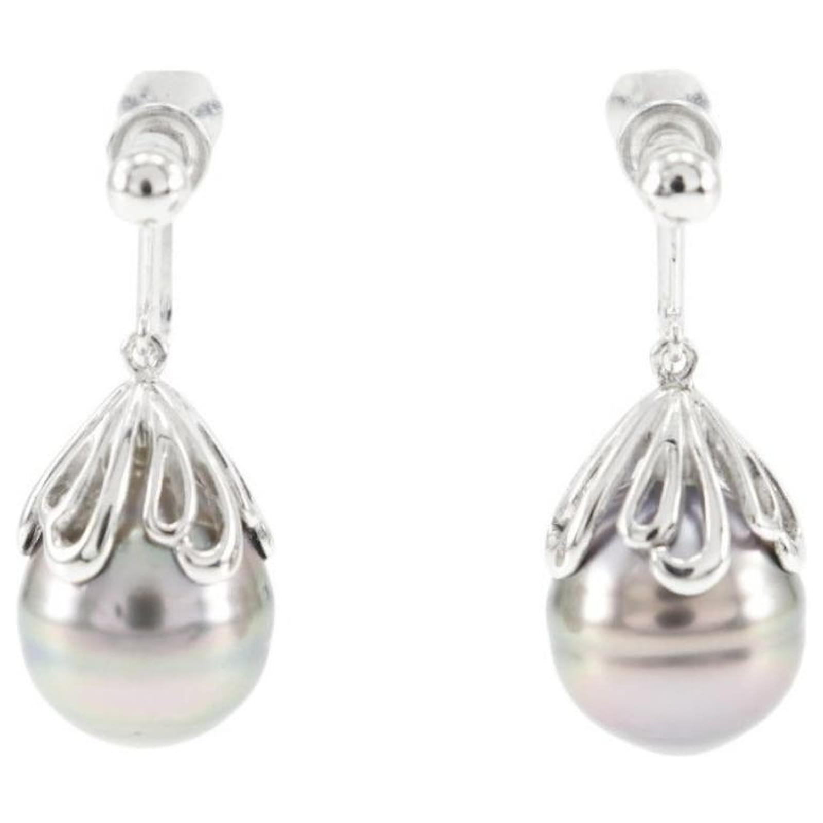 Tasaki Baroque Pearl Silver Earrings Silvery Metallic Metal  ref.2281373