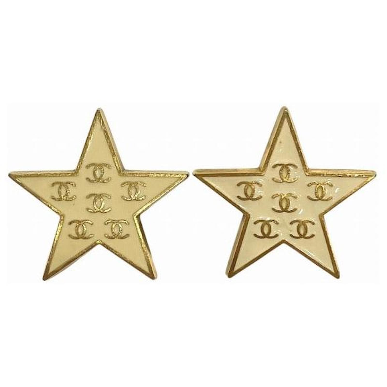 Chanel Coco Mark Star Earrings Golden Metallic Metal  ref.2281308