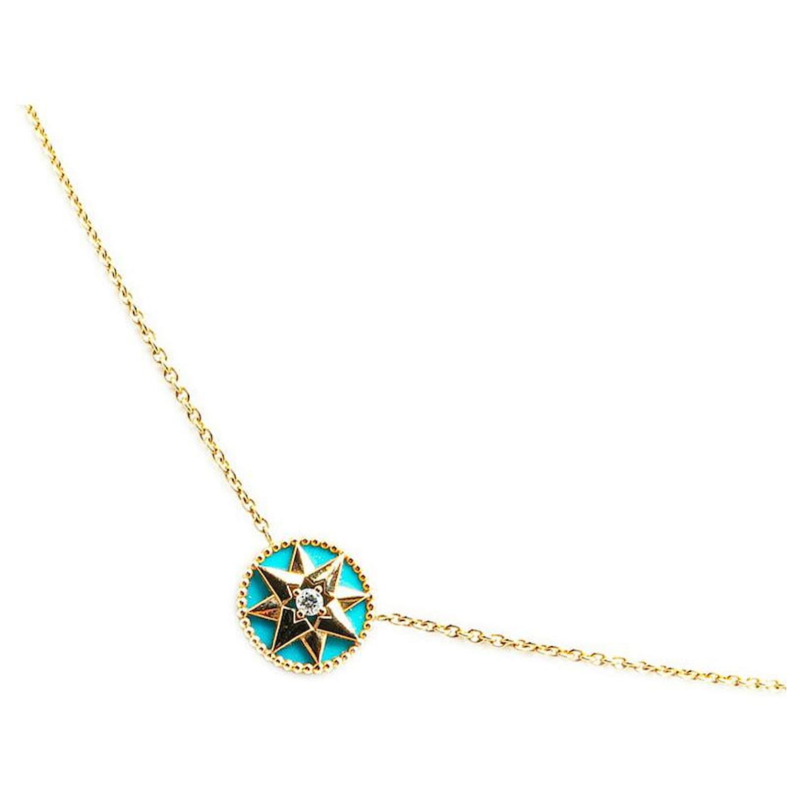 Christian Dior Dior Rose Des Vents Au750 Necklace Golden Metallic Metal  ref.2281226