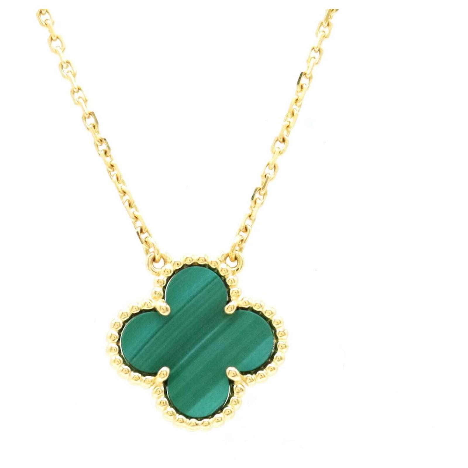 Van Cleef & Arpels 18K Yellow Gold Vintage Alhambra Necklace VCARO9VA00 Green Metal  ref.2281176