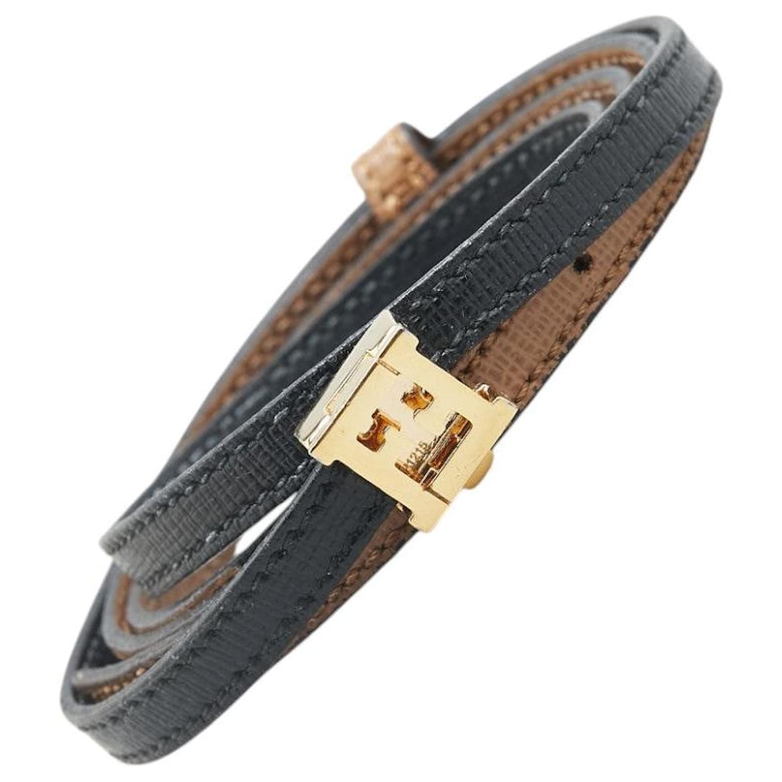 Fendi Leather FF Buckle Bracelet Brown  ref.2281171