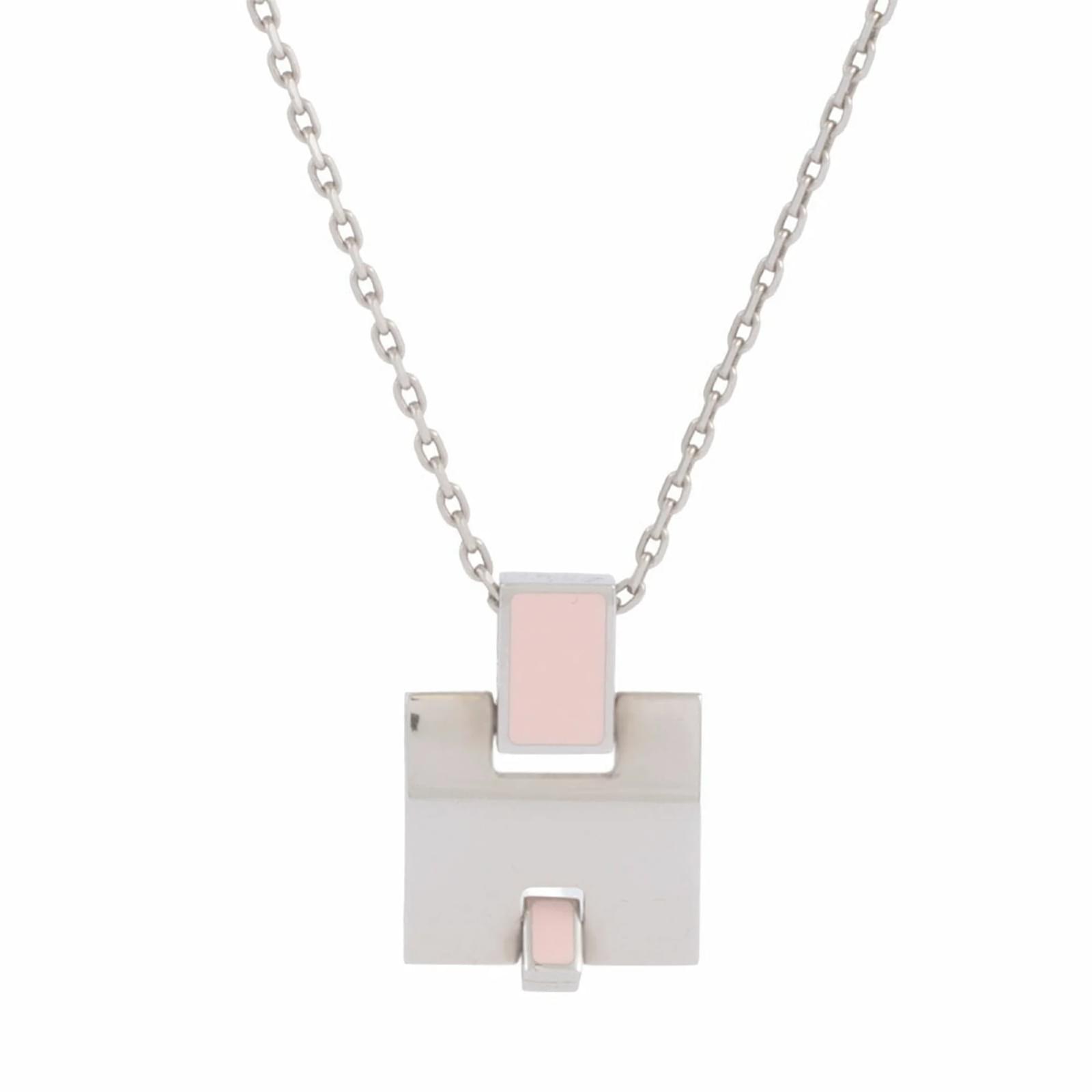 Hermès Hermes Irene Necklace Pendant Silvery Pink Metal  ref.2280280
