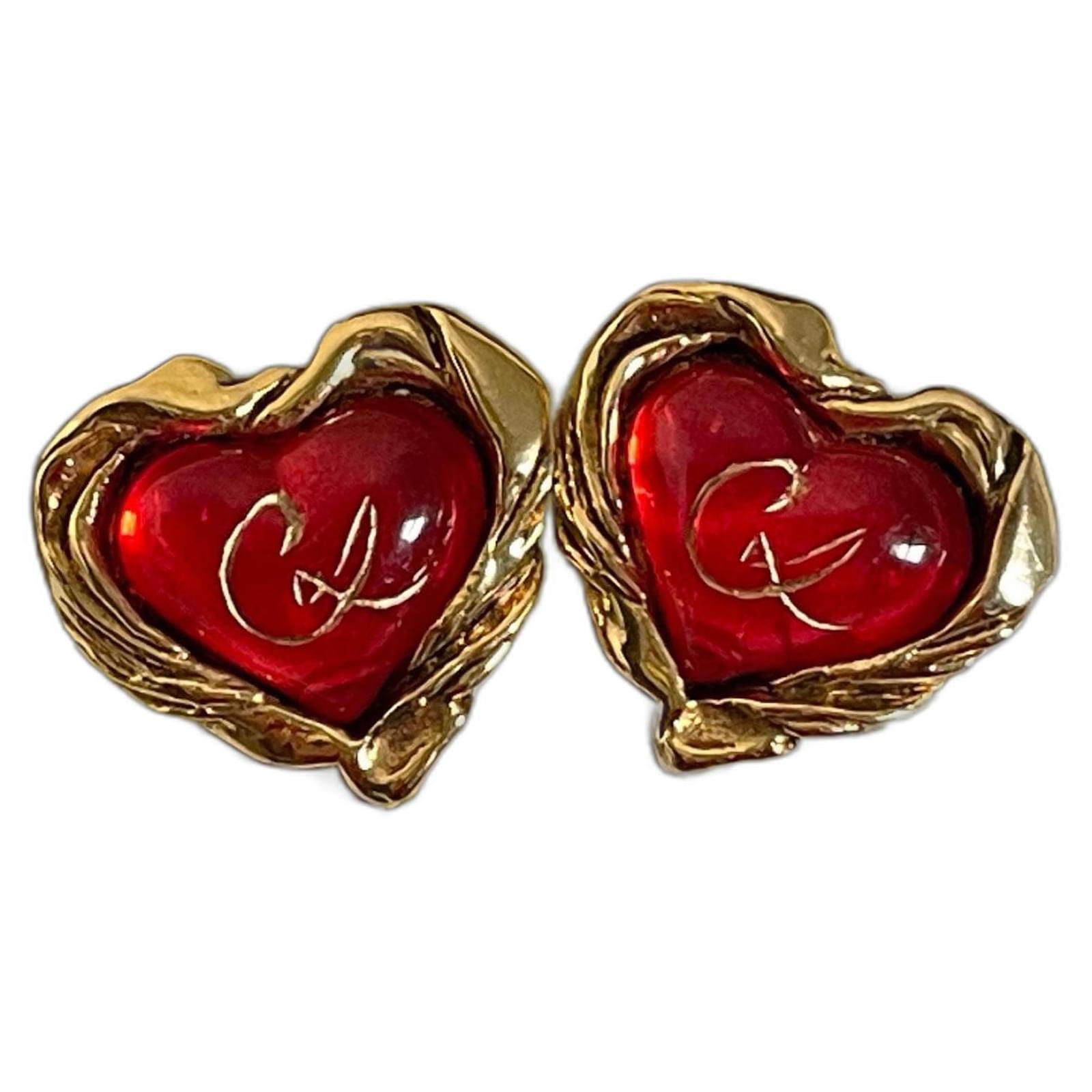 Christian Lacroix Earrings Red Golden  ref.2279218
