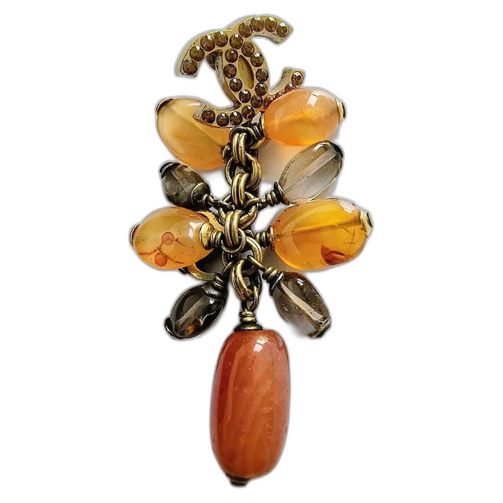 Chanel Earrings Golden Orange Metal  ref.2274843