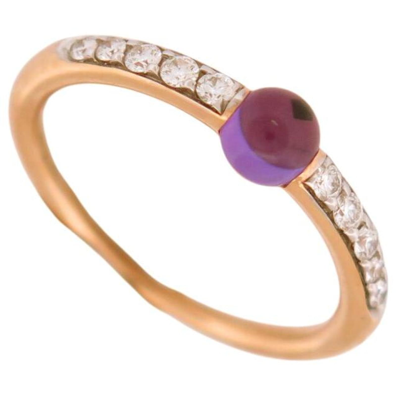 NEW POMELLATO RING M'AMA NON M'AMA AMETHYST 52 DIAMONDS IN 18K YELLOW GOLD Golden  ref.2278396