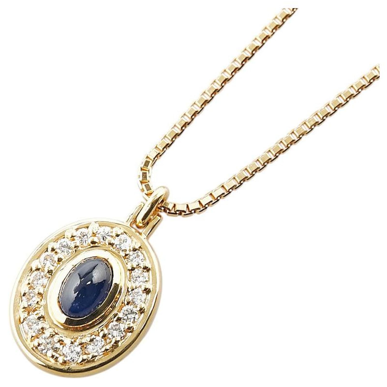 Autre Marque Au750 Sapphire Diamond Necklace Golden Metal  ref.2298737