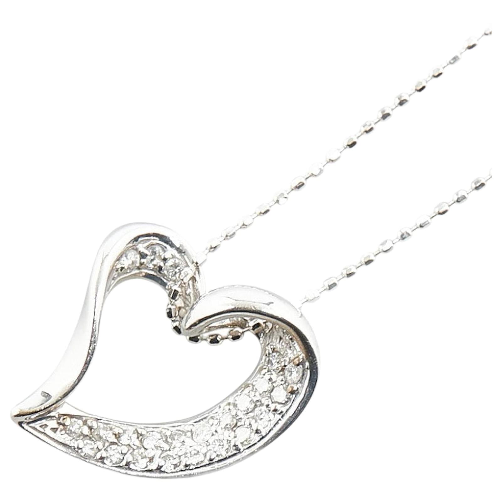 Autre Marque Au750 White Gold Heart Necklace Silvery Metal  ref.2298649
