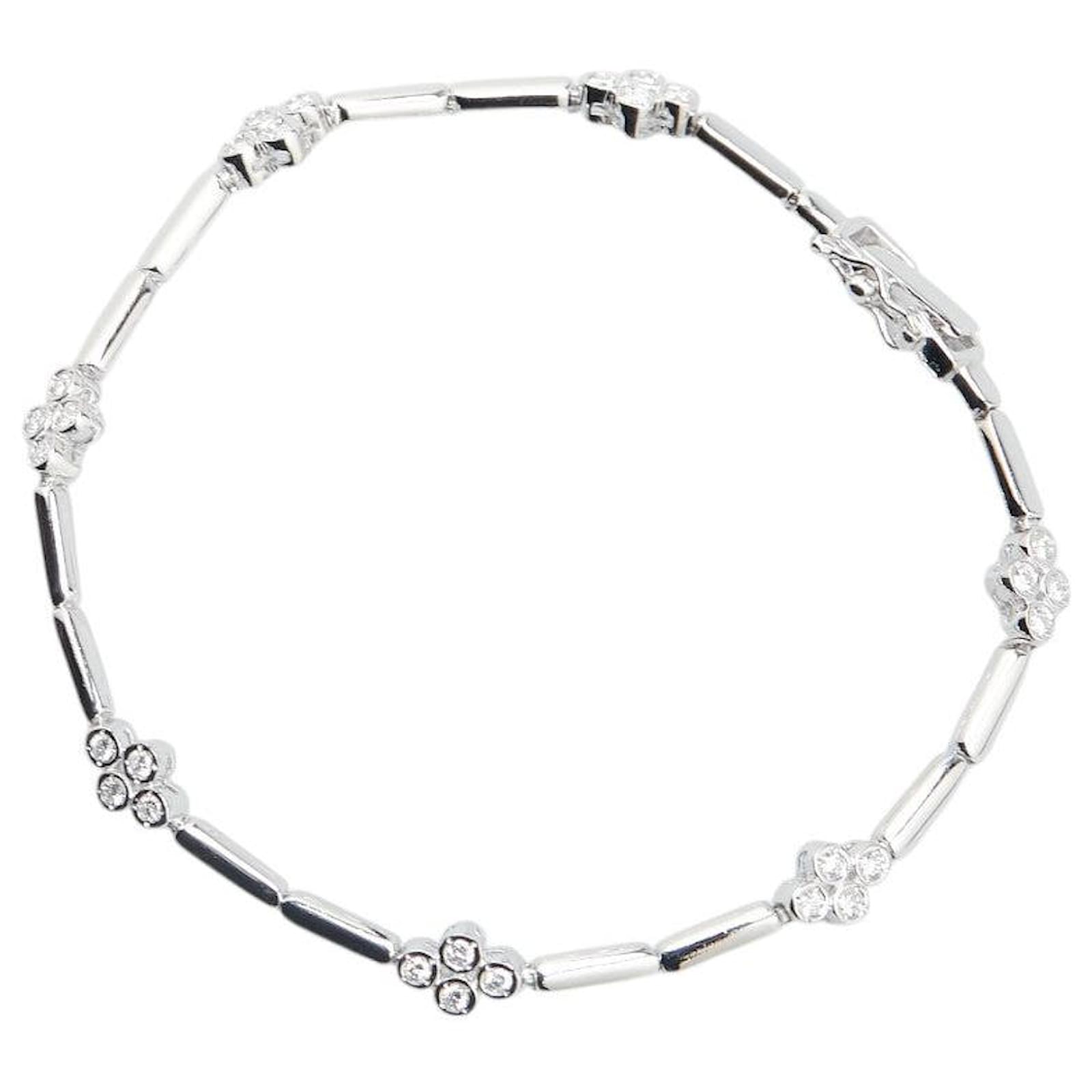 Autre Marque Au750 White Gold Diamond Bracelet Silvery Metal  ref.2298459
