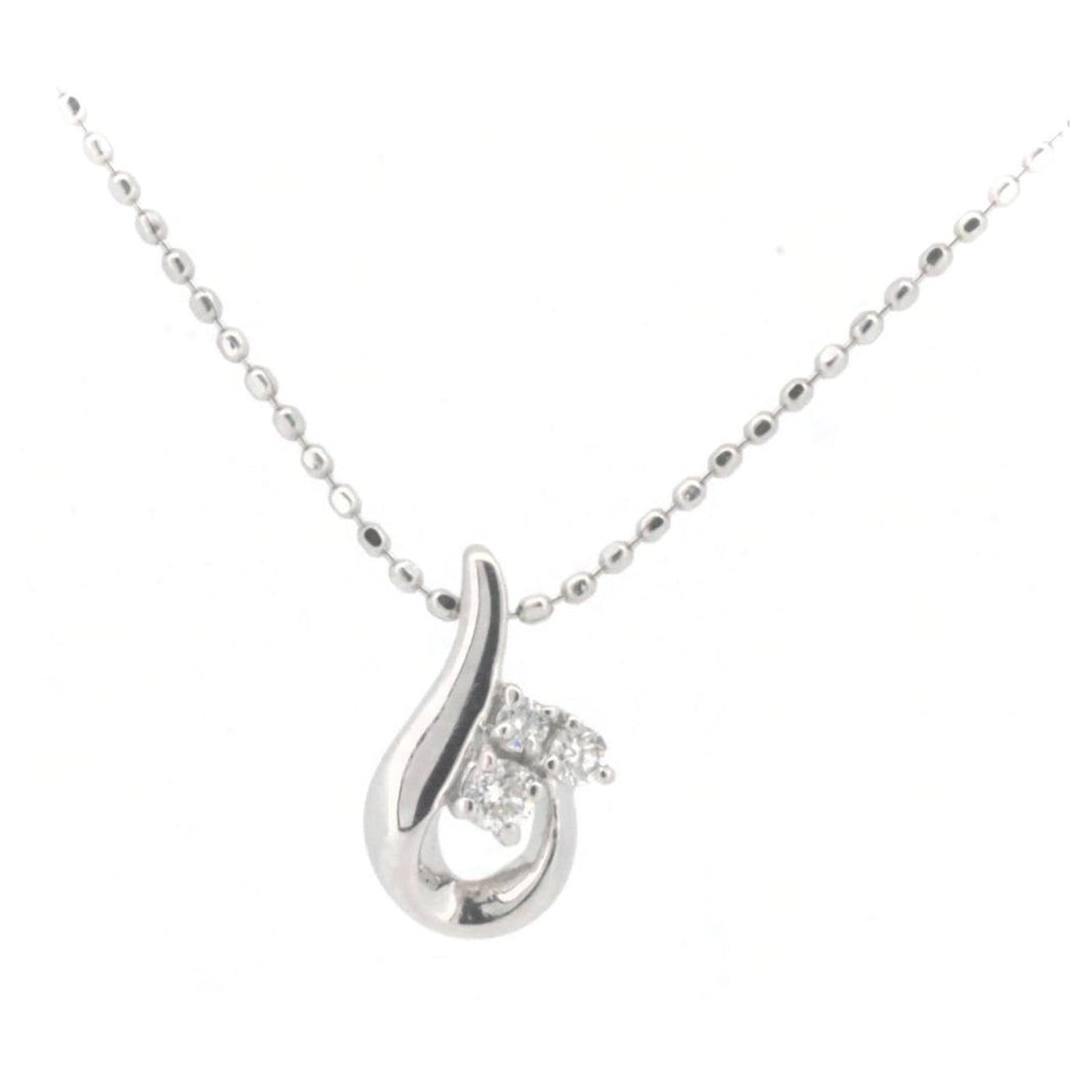 Autre Marque 4℃ Diamond Necklace K18WG White Gold Metal  ref.1652366