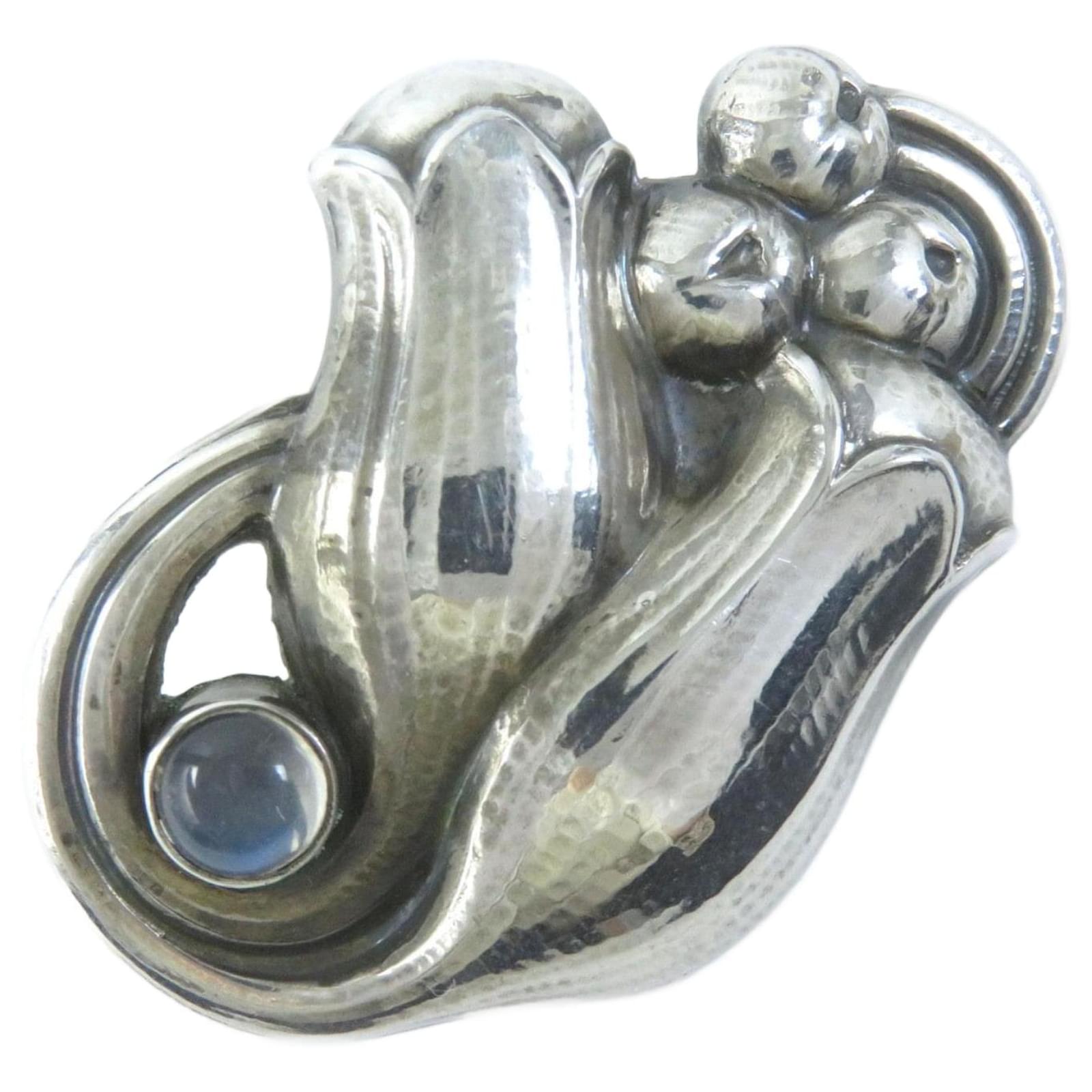Autre Marque Georg Jensen Moonstone Brooch Silver Silvery Metal  ref.1695058