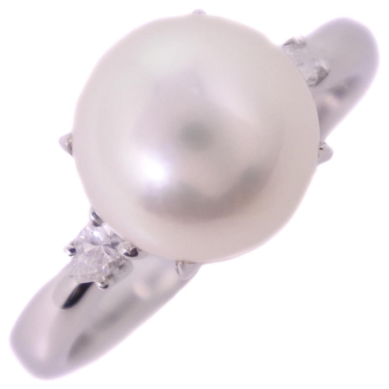 Autre Marque Pearl Diamond Ring Pt900 Platinum Silvery  ref.1740209