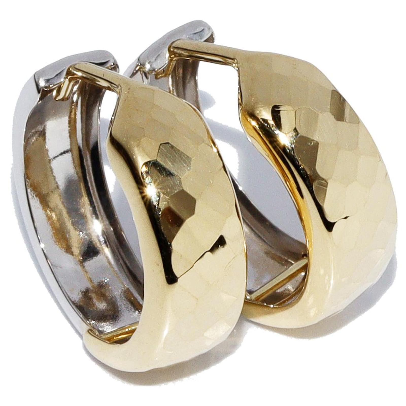 Autre Marque K18 Yellow Gold K18 White Gold Hoop Earrings ps204 Golden Metal  ref.1648636
