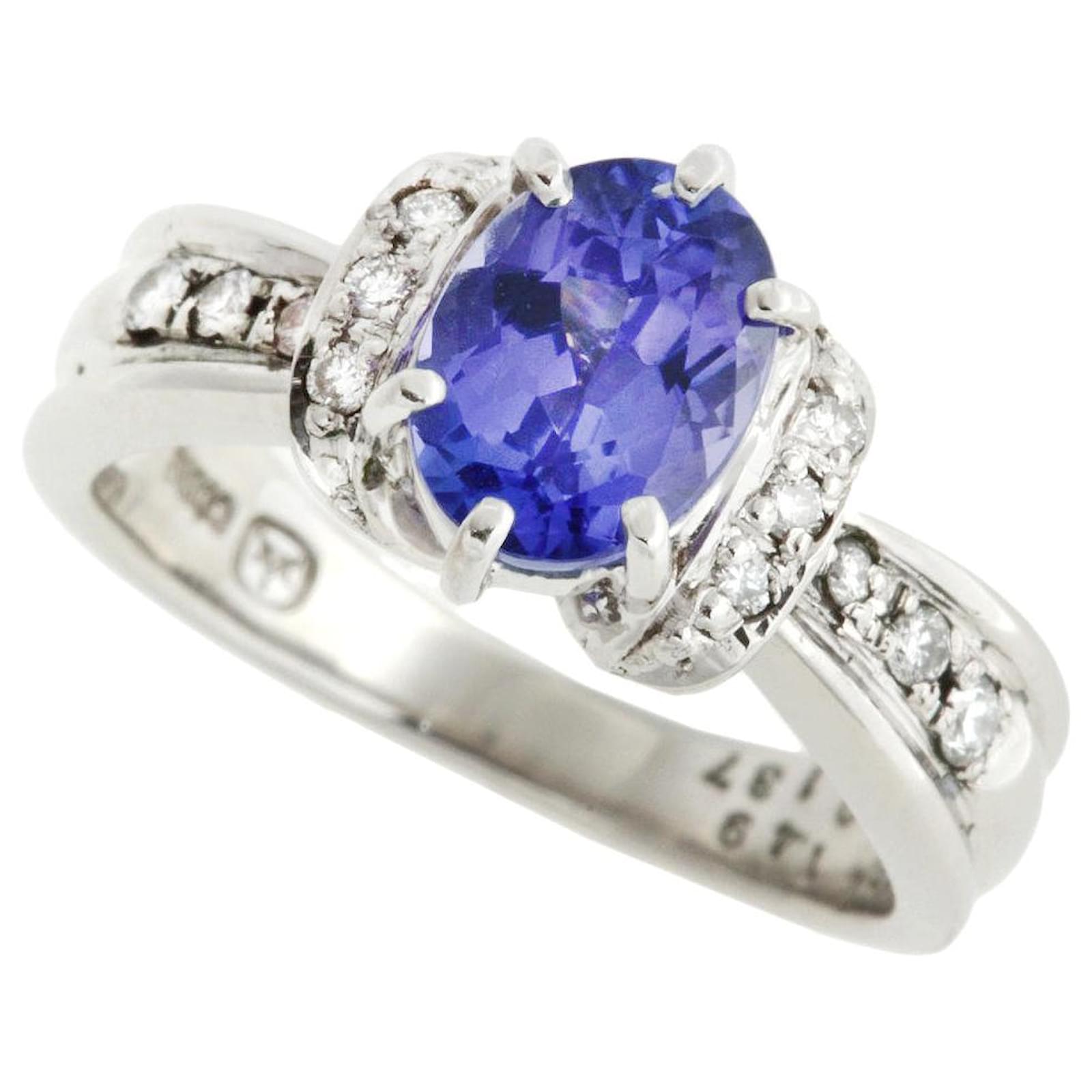 Autre Marque Tanzanite Pt900 Platinum Ring with Diamonds, Size 12 Blue Metal  ref.1499975