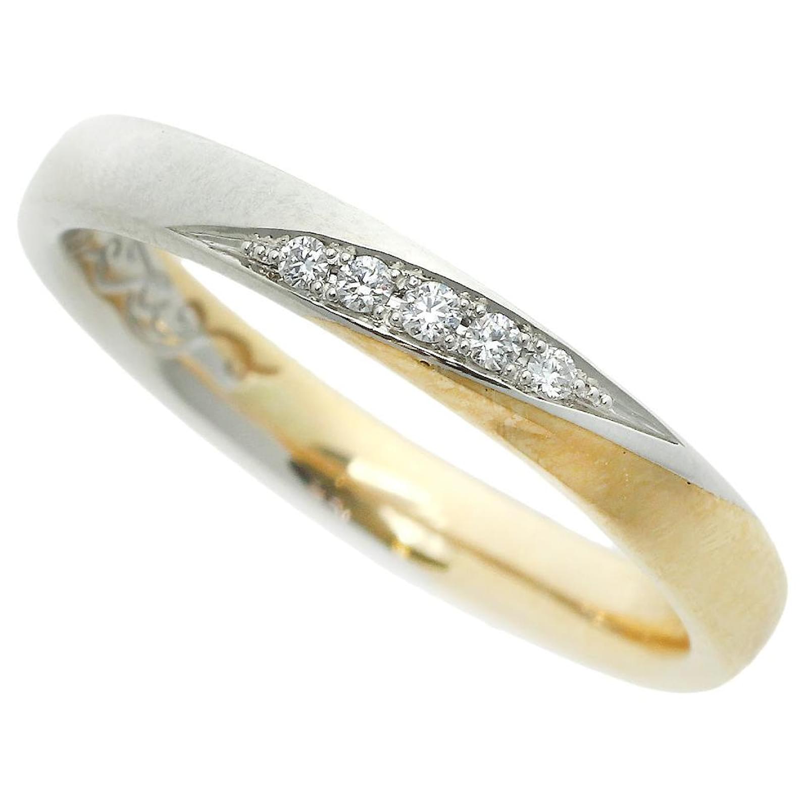 Autre Marque K.UNO K18YG Pt950 Diamond Ring Golden Metal  ref.1652655