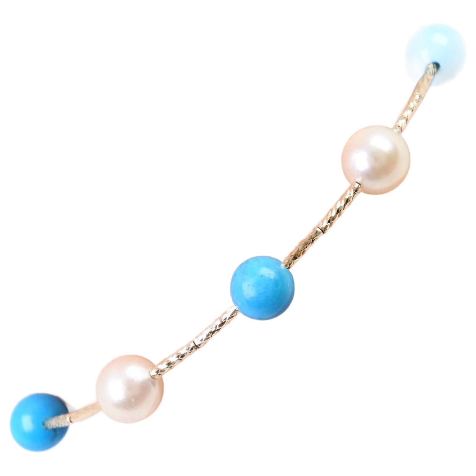 Autre Marque Akoya Pearl Bracelet K18 Yellow Gold Golden  ref.1804105