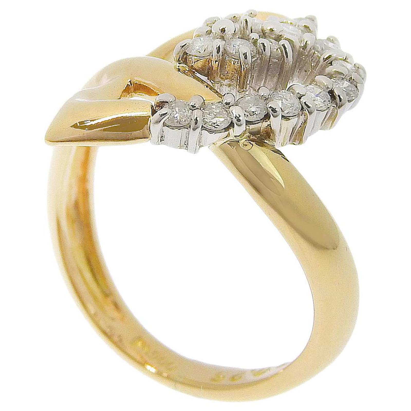 Autre Marque K18 Gold Pt900 Platinum Diamond Ring 9.5 Golden Metal  ref.1799469