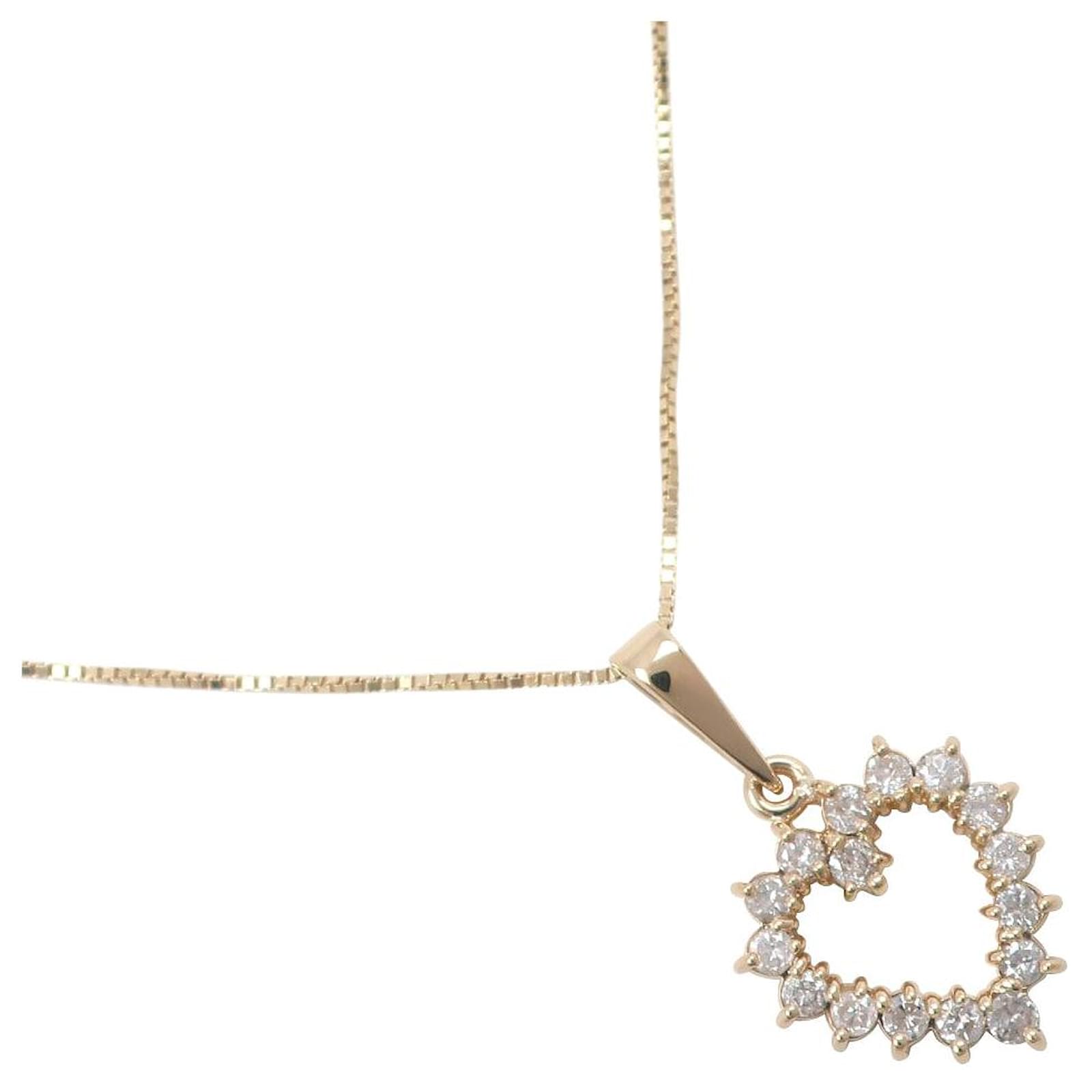 Autre Marque K18 Gold Diamond Heart Necklace Golden Metal  ref.1798239