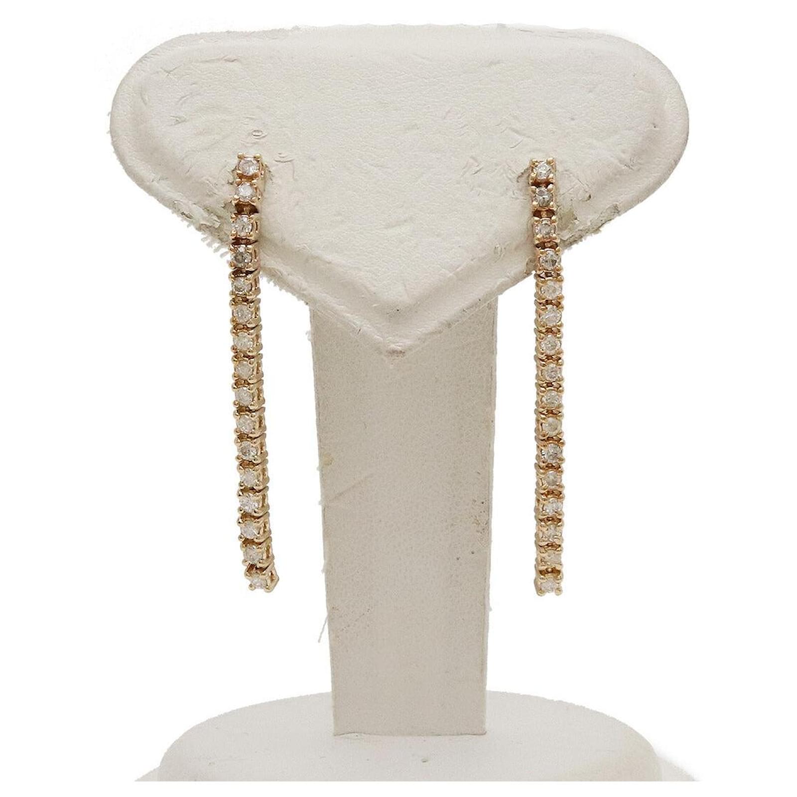 Autre Marque K18YG Diamond Chain Earrings Golden Metal  ref.1805126