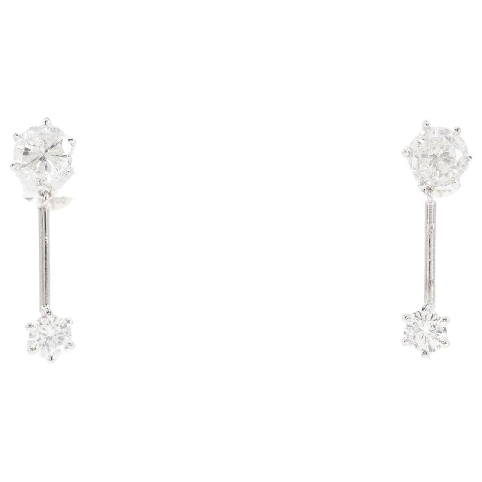 Autre Marque Pt900 Platinum Diamond Swing Earrings Metal  ref.2290294