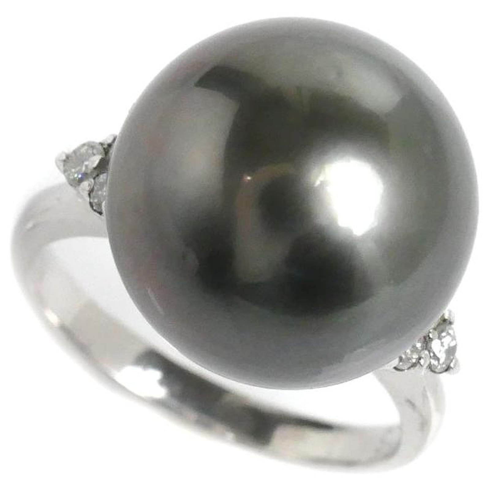 Autre Marque Pt900 Platinum Pearl Ring 13.5  ref.1738901