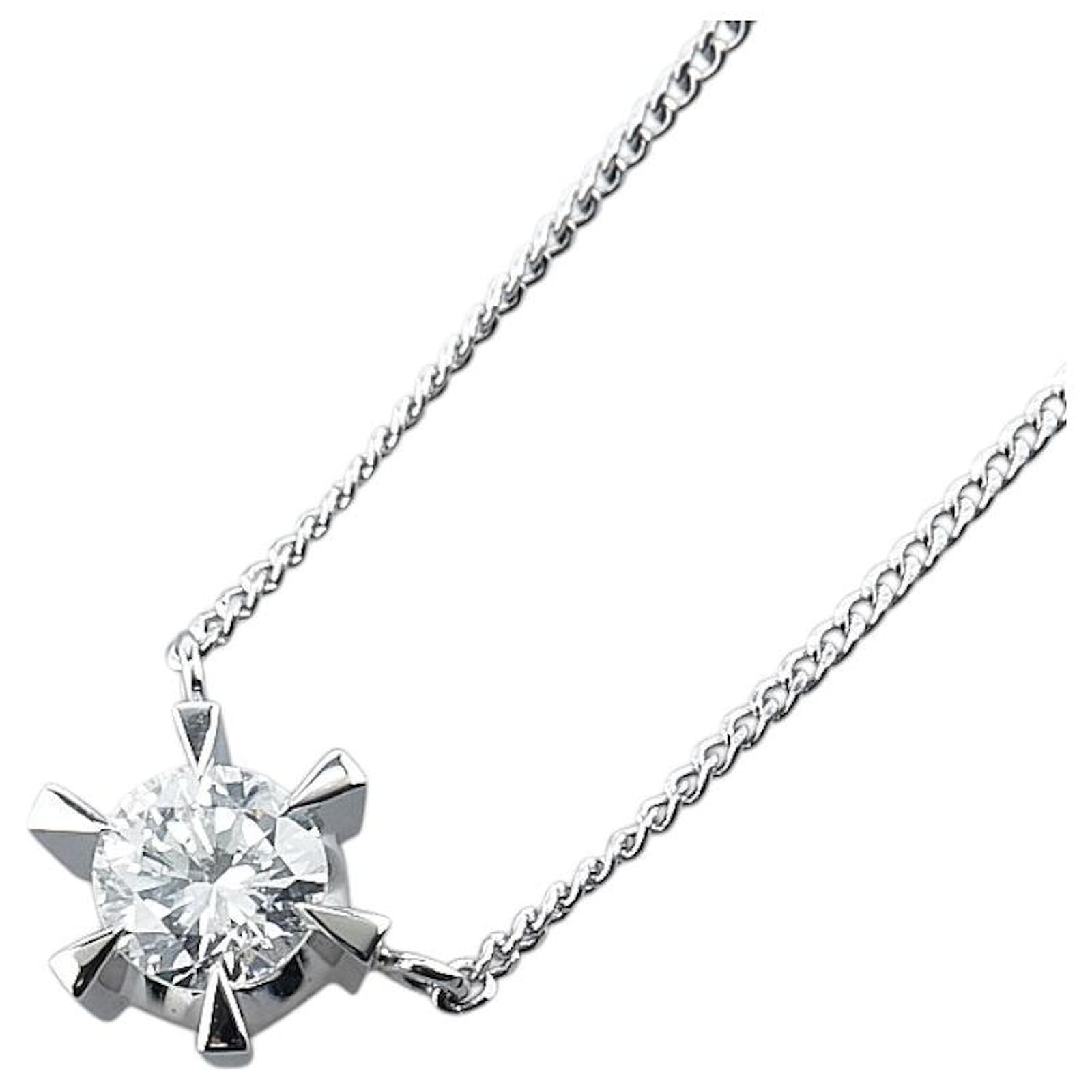 Autre Marque Platinum Pt900 Pt850 Diamond Necklace Metal  ref.2289839