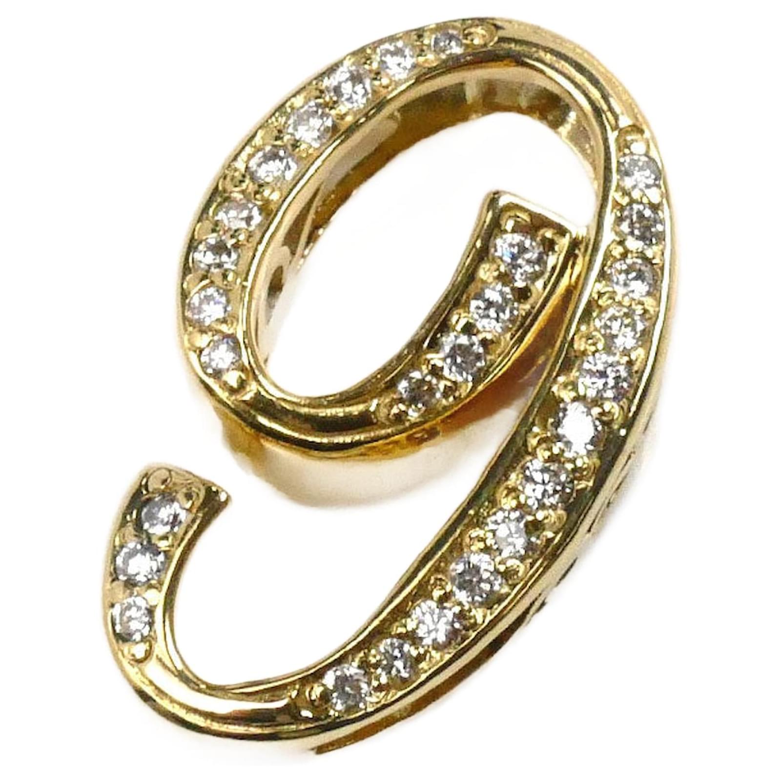 Autre Marque K18YG Yellow Gold Diamond No.9 Pendant Golden Metal  ref.2289663