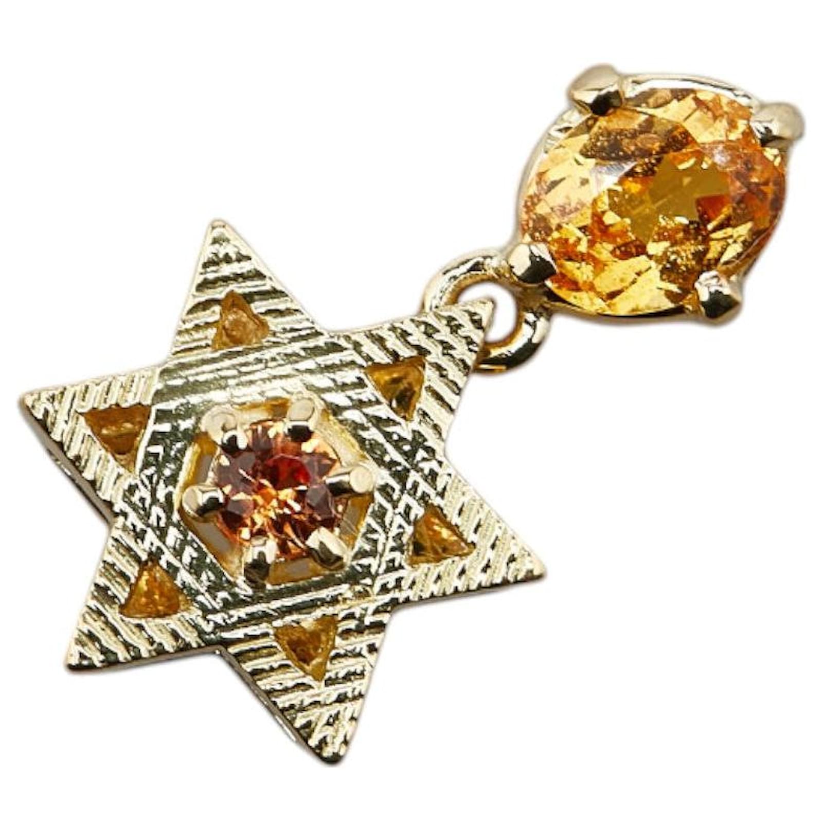 Autre Marque K18YG Hexagram Motif Citrine Topaz 0.66ct Pendant Top Golden Metal  ref.2289639