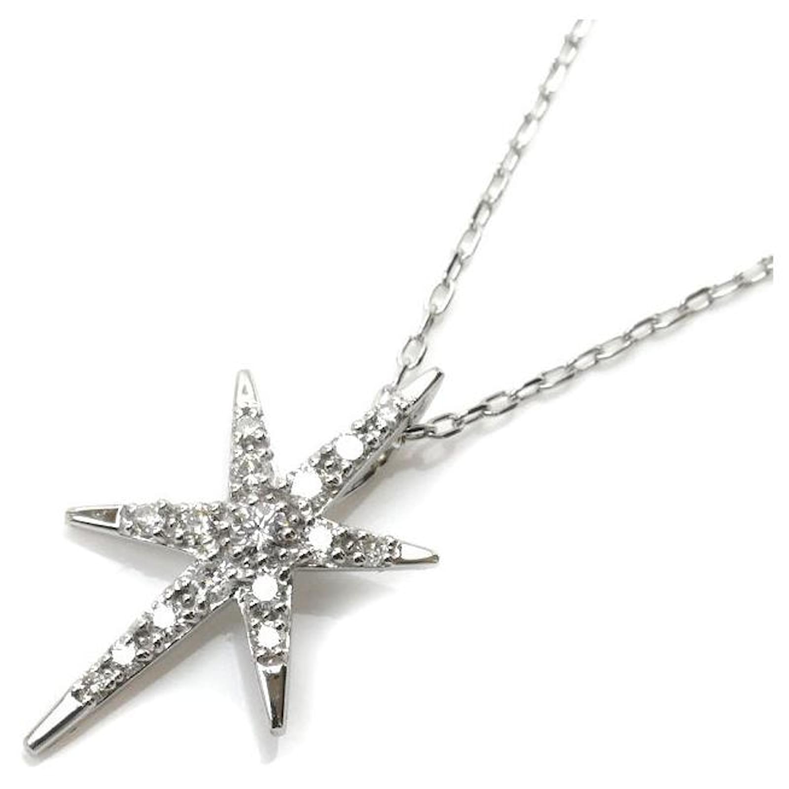 Autre Marque K18WG White Gold Diamond Necklace Metal  ref.2289533