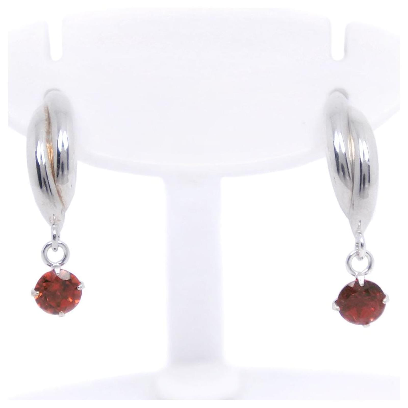 Autre Marque K14 White Gold Leaf Motif Earrings Silvery Metal  ref.1795828