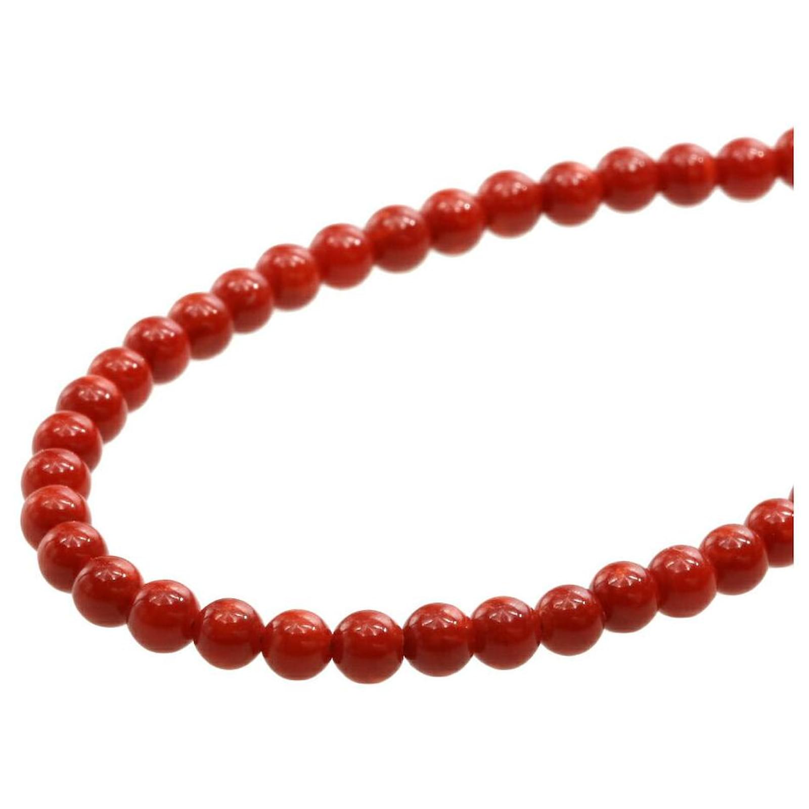 Autre Marque K18YG Coral Necklace No Brand Red Metal  ref.1793057