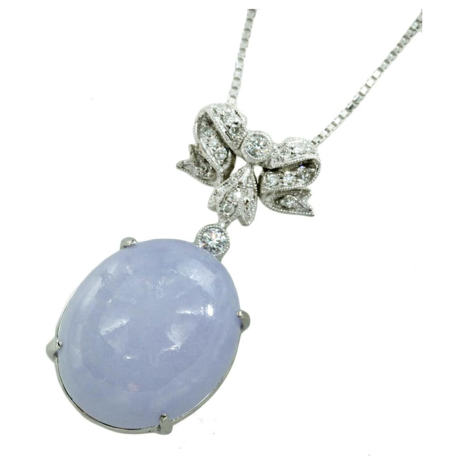 Autre Marque Lavender Jade Necklace K18WG 16.95ct White Metal  ref.1793054