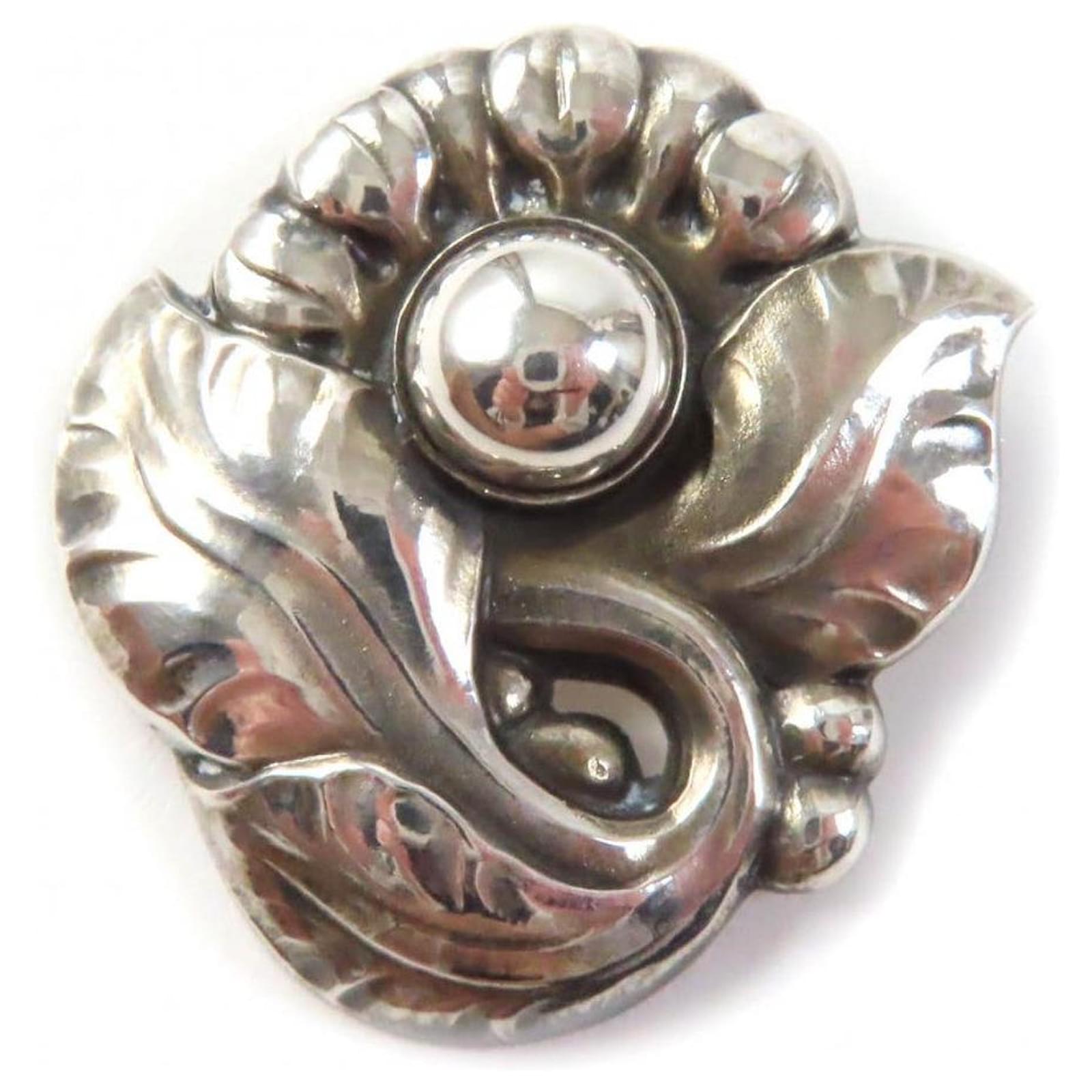 Autre Marque Georg Jensen SV925 Flower Brooch Silver Silvery Metal  ref.1699816
